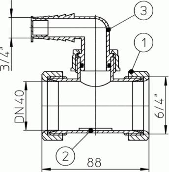 T-Stück DN40x6/4" mit HL19 HL19T/40